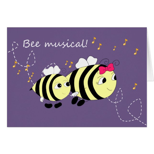 Roligt Bee Animal Music Card OBS Kort (Framsidan Horizontal)