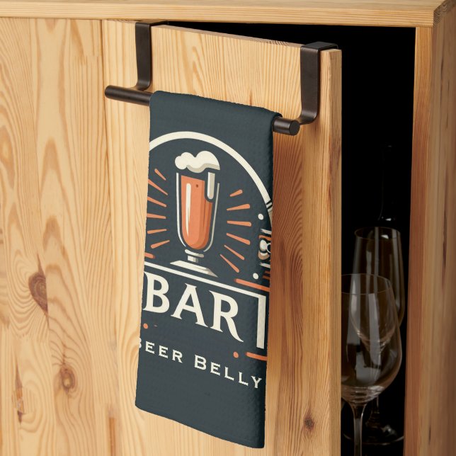 Roligt Beer Belly Pub, Beer Mugg Logotyp Personlig Kökshandduk (Thirds Fold)