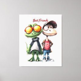 Roligt "Best Friends" Wall Art Canvastryck