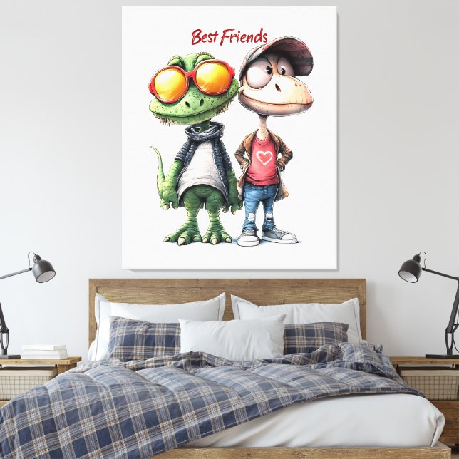Roligt "Best Friends" Wall Art Canvastryck (Insitu (sovrum))