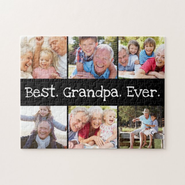 Roligt Best Grandpa, 6 fotokollage Pussel (Horisontell)