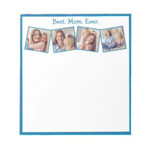 Roligt Best Mamma någonsin 4 Photo Collage Blue Anteckningsblock