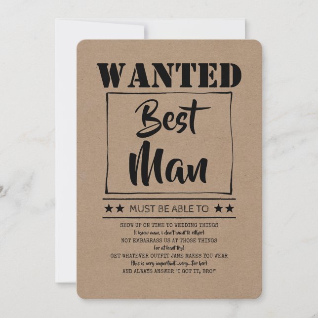 Roligt Best Man Groomsman Frieri Inbjudningar (Framsida)