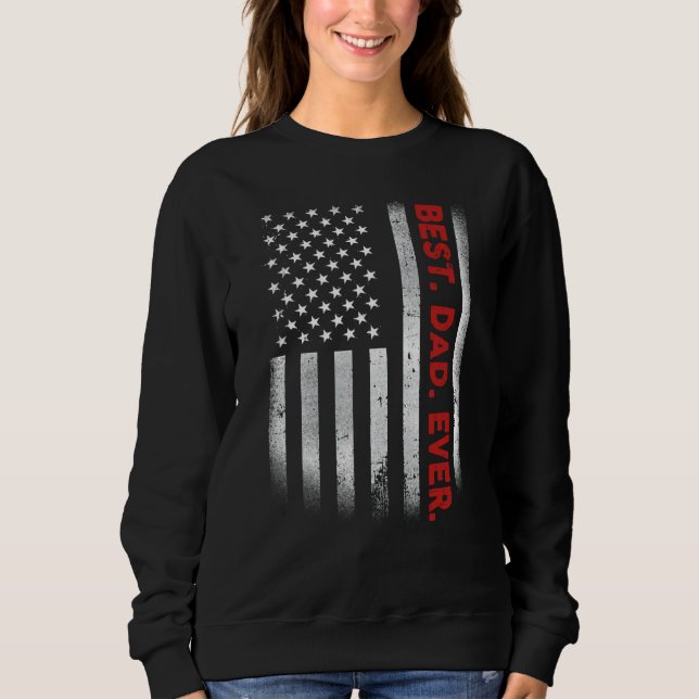 Roligt Best Pappa Alltid Amerikanska Flagga T Shirt (Framsida)