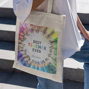 Roligt Best Teacher Aldrig Lärare Uppskattningsgåv Tygkasse