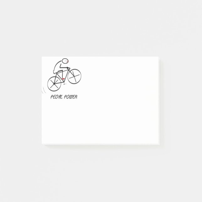 Roligt Bicyclist-design med texten "Pedal Power" Post-it Block (Framsida)