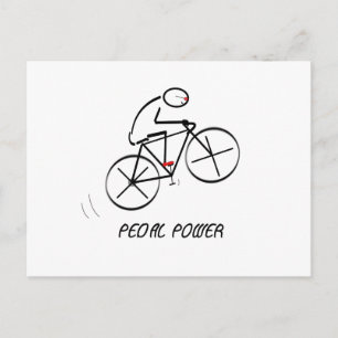 Roligt Bicyclist-design med texten "Pedal Power" Vykort