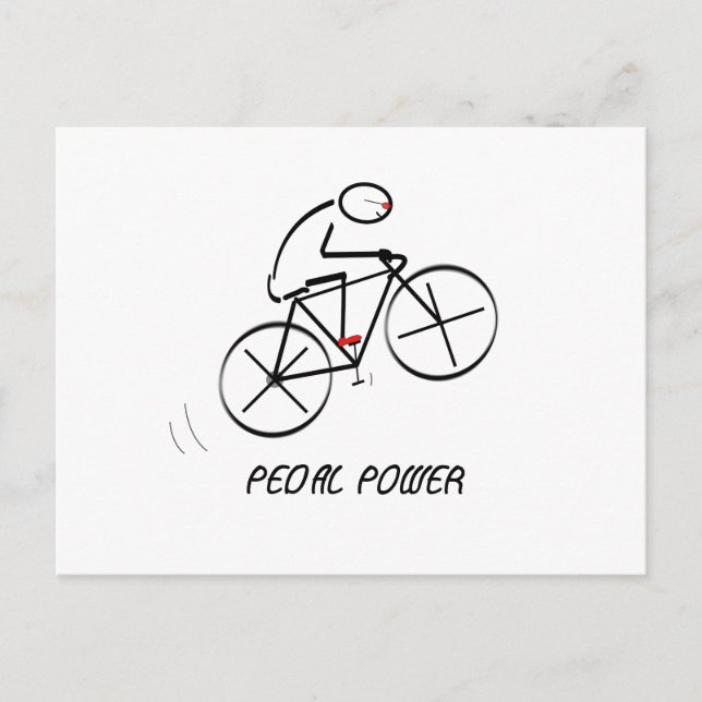 Roligt Bicyclist-design med texten "Pedal Power" Vykort (Framsida)