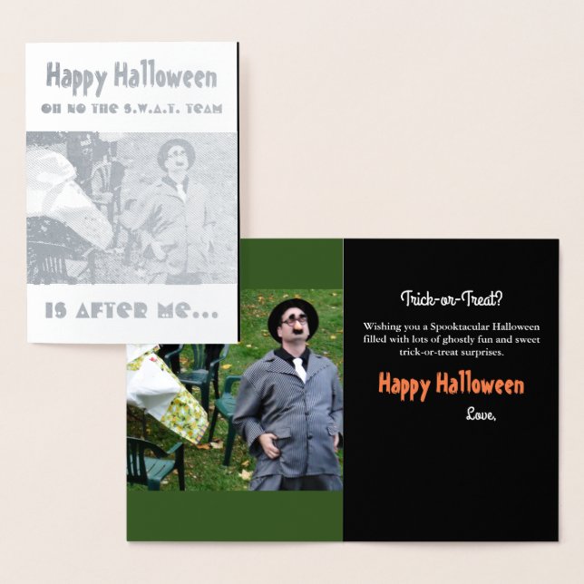 Roligt Big Belly Gangster Halloween Silver Foil Ca Folierat Kort (Display)