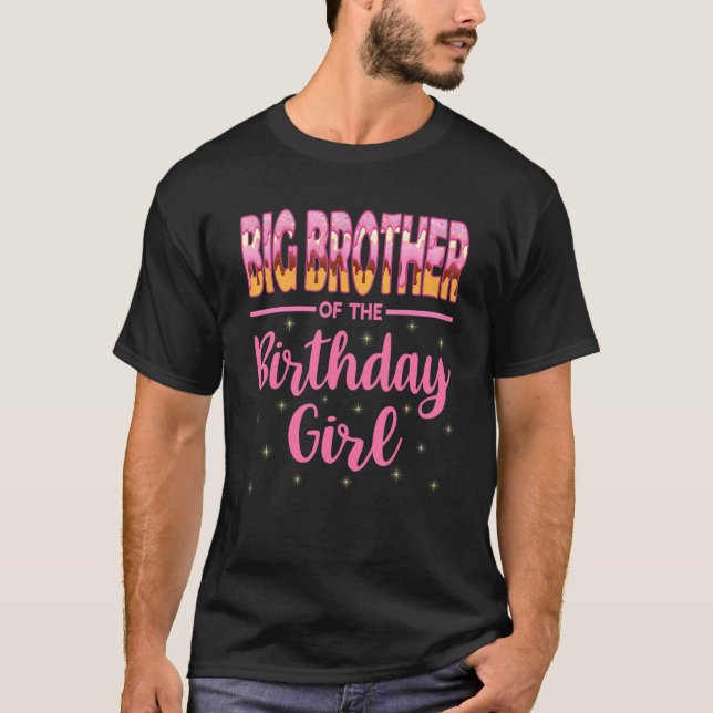 Roligt Big Brother of the Birthday Girl Donut Bday T Shirt (Framsida)
