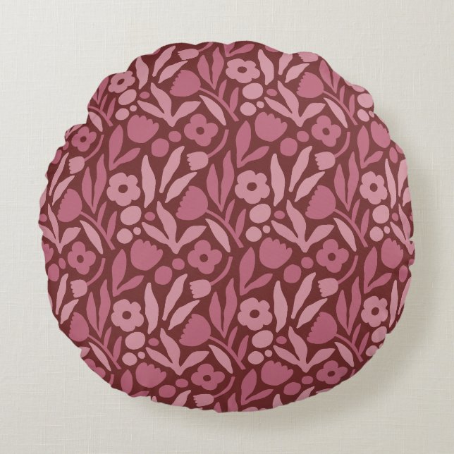 Roligt Big Flower Fold Färg Rund Kudde (Framsidan)