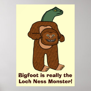 Roligt Bigfoot Loch Nessmonster Poster