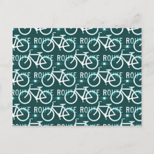 Roligt Bike Route Fixie Bike Cyclist Mönster Vykort