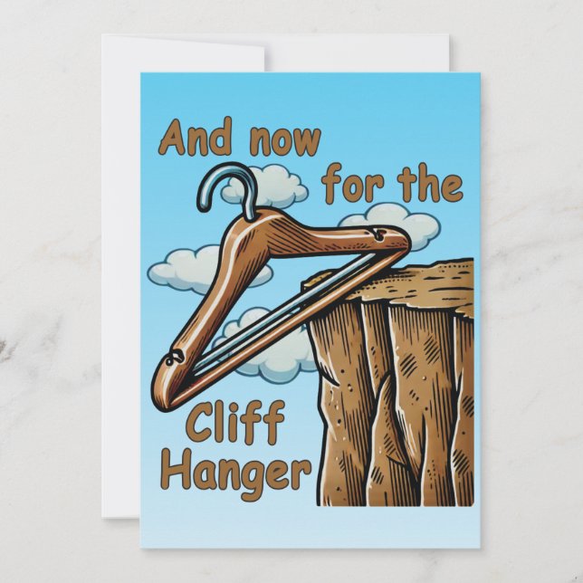 Roligt Bild av Cliff Hanger med Ordlek uppspelning Inbjudningar (Framsida)