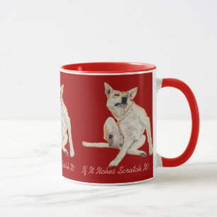 roligt bild av kliande hund med slogan mugg