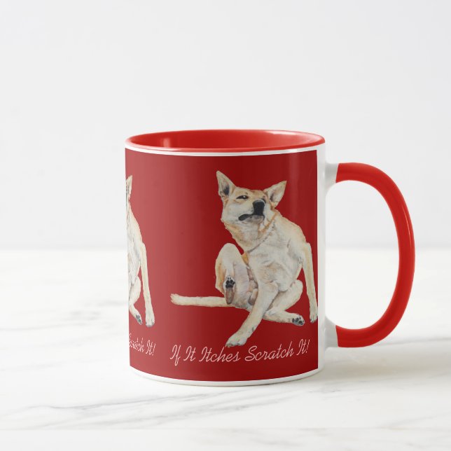 roligt bild av kliande hund med slogan mugg (Höger)