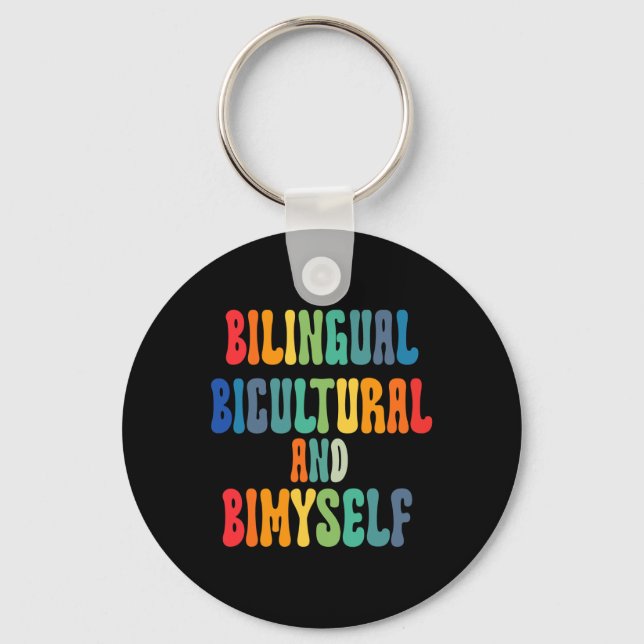 Roligt Bilingual Bicultural and Bimyself ASL Döv A Nyckelring (Framsida)