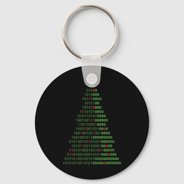 Roligt Binary Julgran datorprogram och Nyckelring (Framsida)