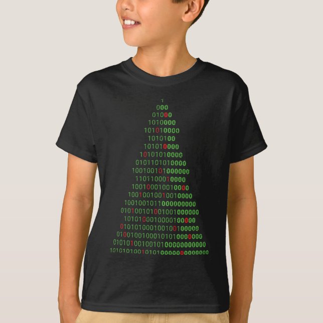 Roligt Binary Julgran datorprogram och T Shirt (Framsida)
