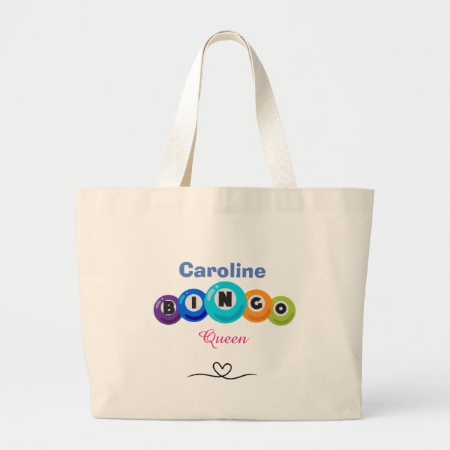 Roligt Bingo Queen Editable Namn Jumbo Tygkasse (Framsidan)