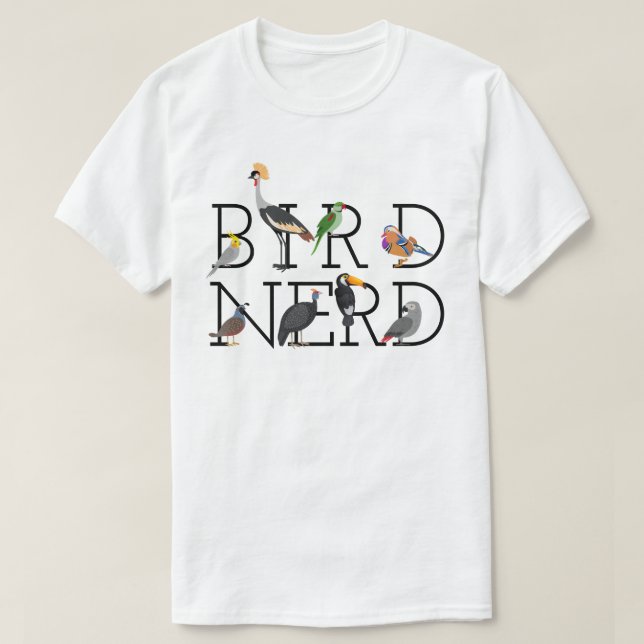Roligt Bird Nerd T-Shirt (Design framsida)