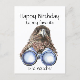 Roligt Bird Watcher Birthday Pun Hawk Binoculars Vykort