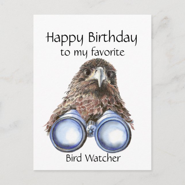 Roligt Bird Watcher Birthday Pun Hawk Binoculars Vykort (Framsida)
