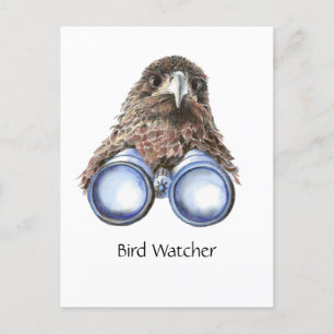 Roligt Bird Watching Quote Pun Hawk Binoculars Vykort