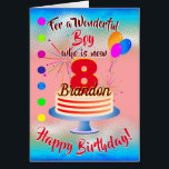ROLIGT BIRTHDAY BOY - BLUE / RED PERSONLIG HÄLSNINGSKORT<br><div class="desc">Vi omhuldar för alltid. Gör det minnesvärt,  gör det till roligt.</div>