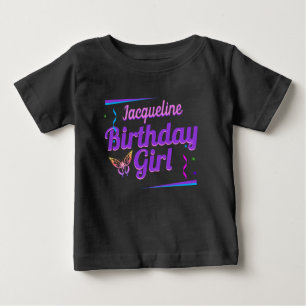 Roligt Birthday Girl med Baby Namn T Shirt