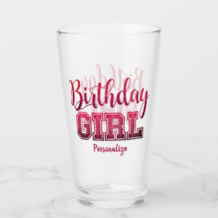 Roligt Birthday Girl Rosa Girly Personlig Glaskopp