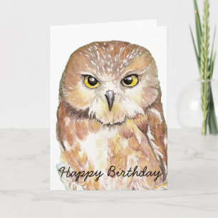 Roligt Birthday Humor Uggla, Bird, Nature, Wildlif Kort