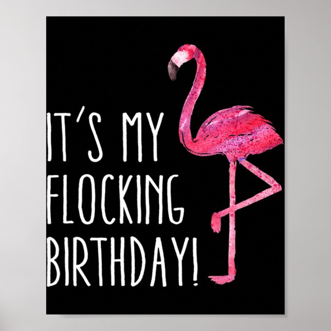 Roligt Birthday Manar Women Rosa Watercolor Flamin Poster (Framsidan)