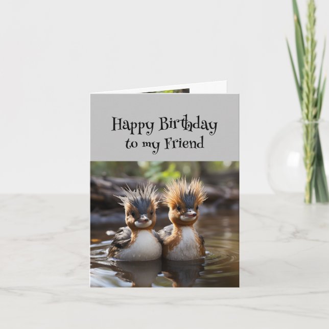 Roligt Birthday Wonderful Friend Cute Birds Kort (Framsida)