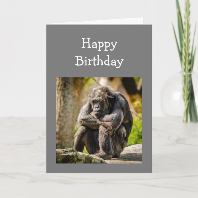 Roligt Birthday Young Gång Depsed Gorilla Animal Kort (Framsida)