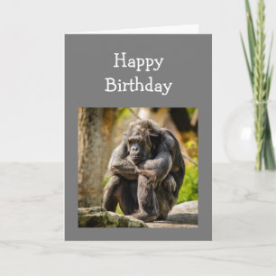 Roligt Birthday Young Gång Depsed Gorilla Animal Kort
