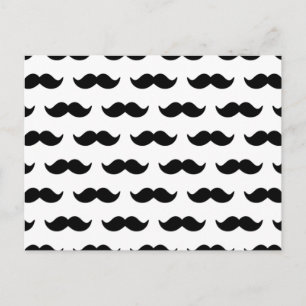 Roligt Black and White Mustache Mönster 1 Vykort