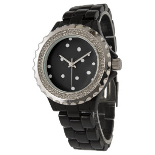 Roligt Black and White Polka dots Armbandsur