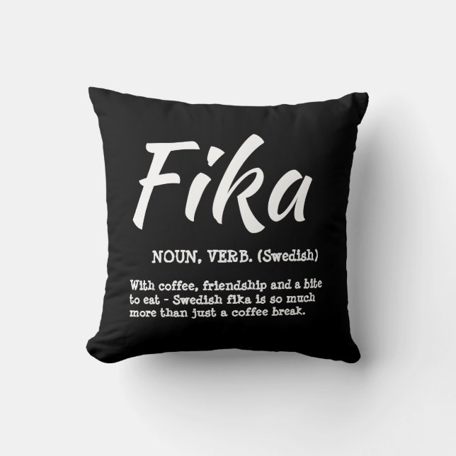 Roligt Black and White Swedish Fika Definition Kudde (Framsida)