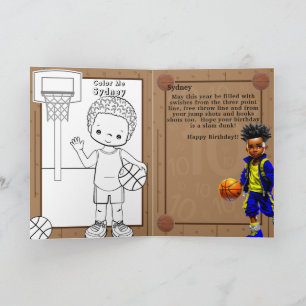 Roligt Black Boy Basketball Coloring Page Birthday Kort