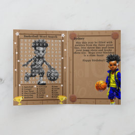 Roligt Black Boys Basketball Ord Search Birday Kort