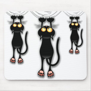 Roligt Black Cat Falling Down Mousepad Musmatta