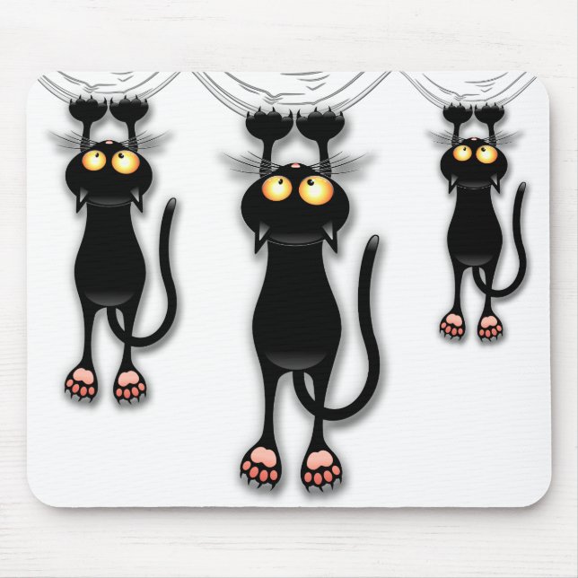 Roligt Black Cat Falling Down Mousepad Musmatta (Framsidan)