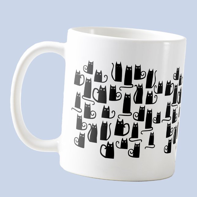 Roligt Black Cat Kaffemugg (Black cat fun quirky pattern coffee mug)