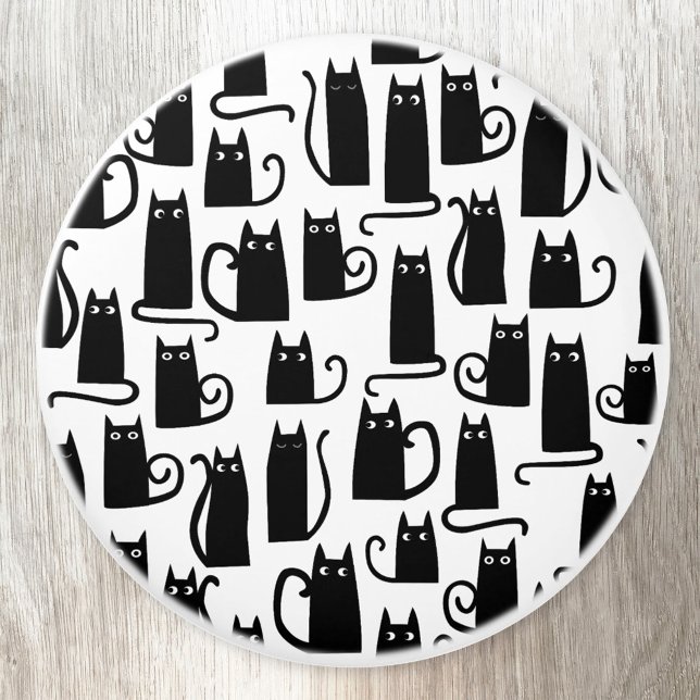Roligt Black Cat Knopp (Fun black cat pattern ceramic door knob)