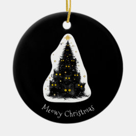 Roligt Black Cat Meowy Julgran Julgransprydnad Keramik