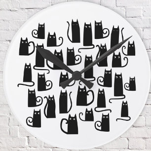 Roligt Black Cat Rund Klocka