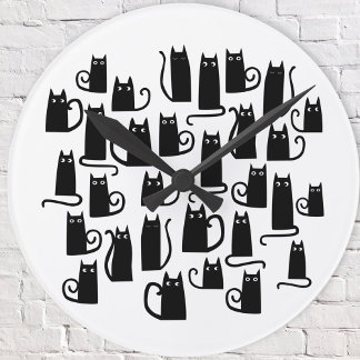 Roligt Black Cat Rund Klocka