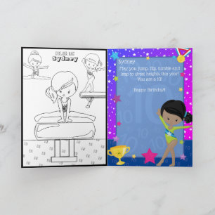 Roligt Black Girls Gymnastics Coloring Page Birthd Kort