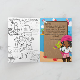 Roligt Black Girls Pirat Färg Me Grattis på födels Kort